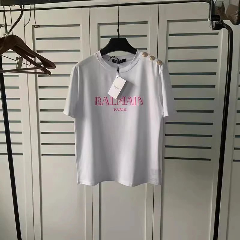Balmain T-Shirts Logo-print short-sleeve T-shirt with shoulder buttons image 3