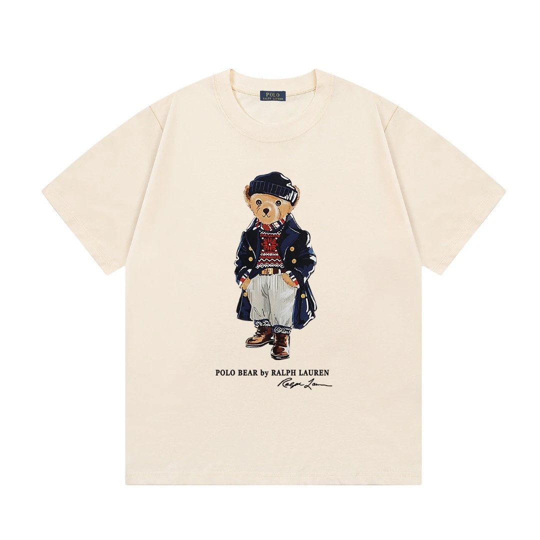 Polo Ralph Lauren T-Shirts Bear Graphic Crewneck Short-Sleeve T-Shirt — Apricot color L 2002