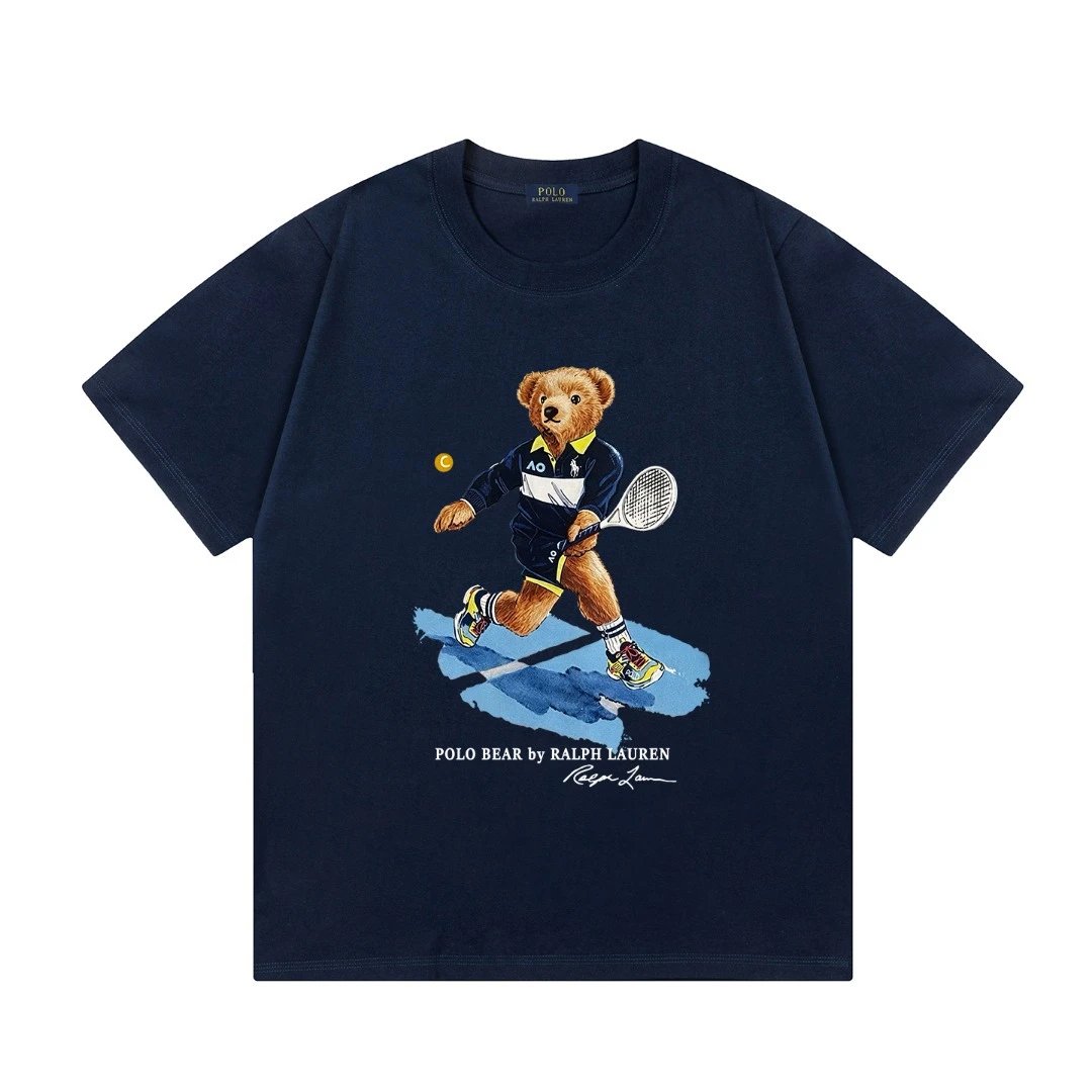 Polo Ralph Lauren T-Shirts Bear Graphic Crewneck Short-Sleeve T-Shirt — Navy Blue L 2003