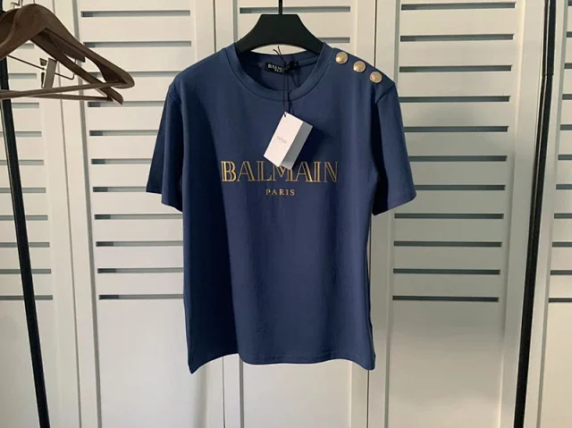 Balmain T-Shirts Logo-print short-sleeve T-shirt with shoulder buttons product detail image 15