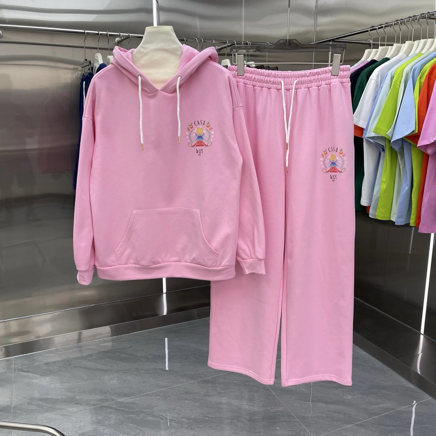 Casablanca Matching Sets Hooded sweatshirt and wide-leg sweatpants set with graphic print image 5