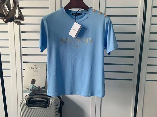 Balmain T-Shirts Logo-print short-sleeve T-shirt with shoulder buttons product detail image 24