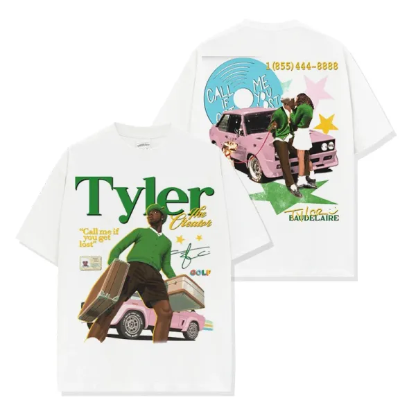 Cactus Jack Tyler, The Creator x Golf Wang 'Call Me If You Get Lost' Graphic T-Shirt White T-Shirts - 1