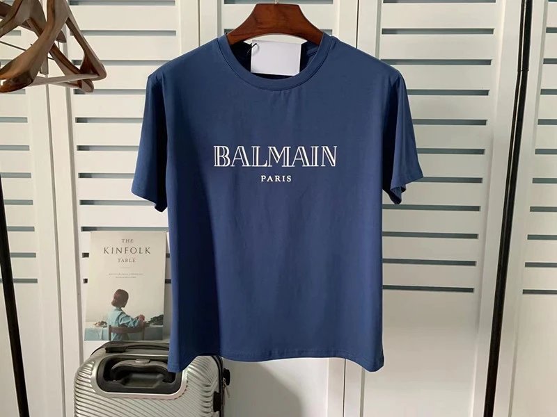 Balmain Logo Print Shoulder Stud Yellow T-Shirt - 40