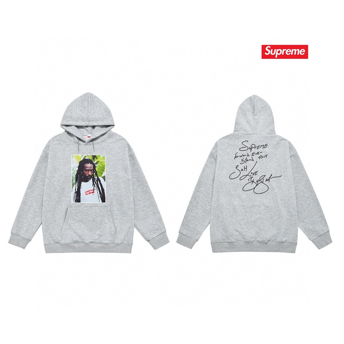 Supreme Hoodies & Sweatshirts Graphic Print Pullover Hoodie — S 2035 gray