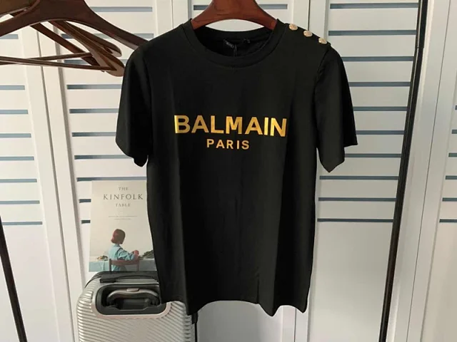 Balmain T-Shirts Logo-print short-sleeve T-shirt with shoulder buttons product detail image 33