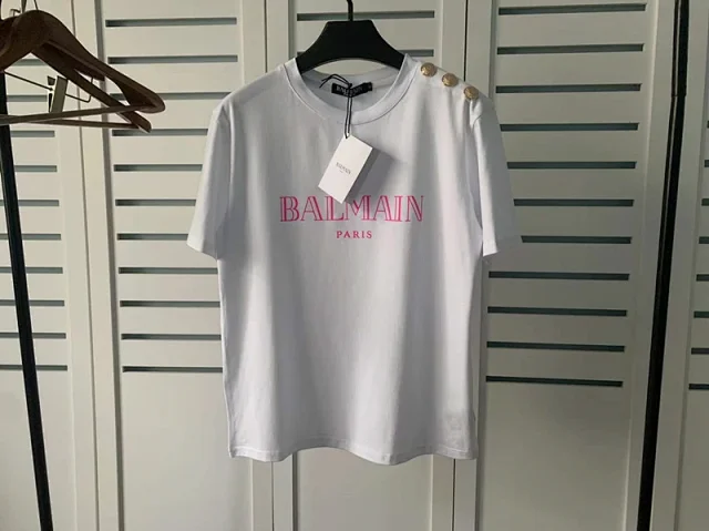 Balmain T-Shirts Logo-print short-sleeve T-shirt with shoulder buttons product detail image 14
