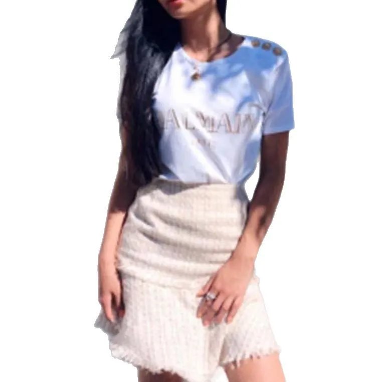 Balmain T-Shirts Logo-print short-sleeve T-shirt with shoulder buttons image 5