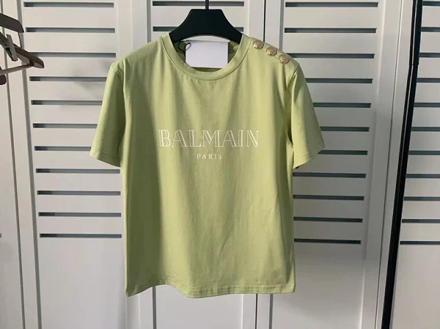 Balmain T-Shirts Logo-print short-sleeve T-shirt with shoulder buttons product detail image 9