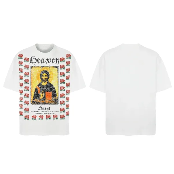 Design Heaven Saint Icon White T-Shirt T-Shirts - 1