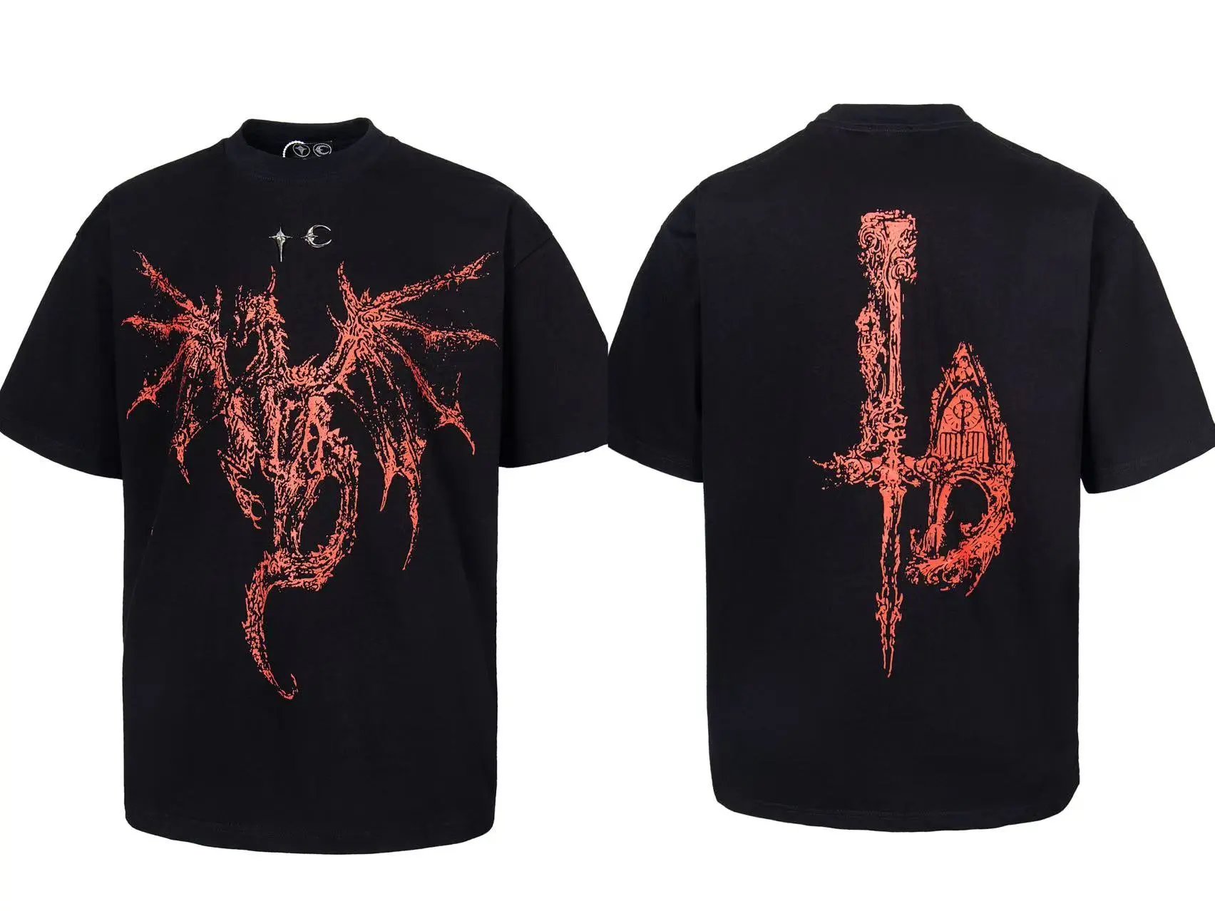 Unbranded T-Shirts Star and crescent moon graphic — Devil Black