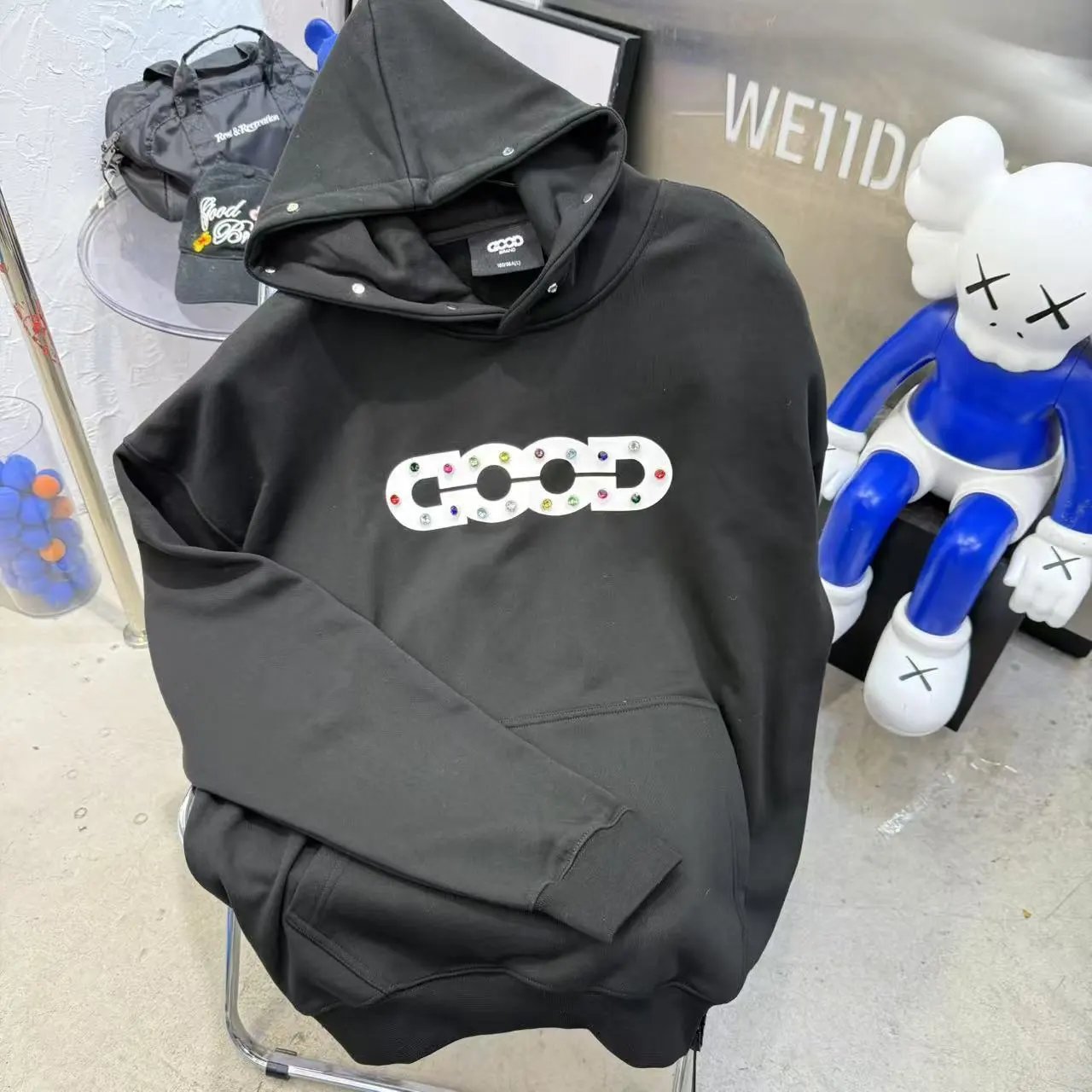 Good Brand Hoodies & Sweatshirts Rhinestone Graphic Sweatshirt Collection — G 58 black