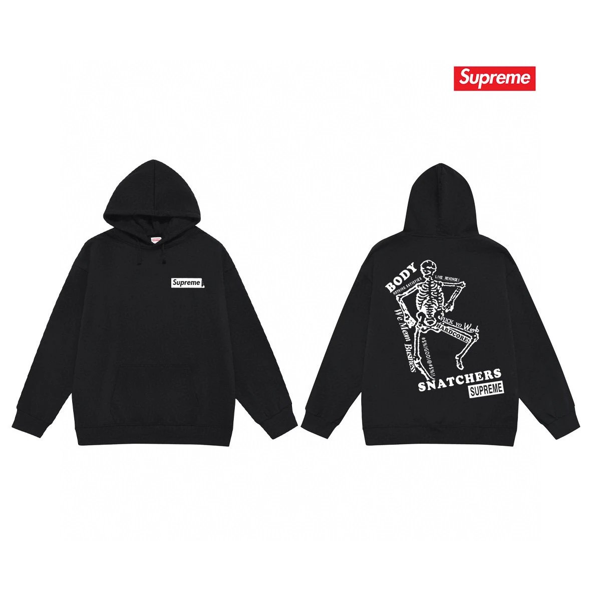 Supreme Hoodies & Sweatshirts Graphic Print Pullover Hoodie — S 2046 Black