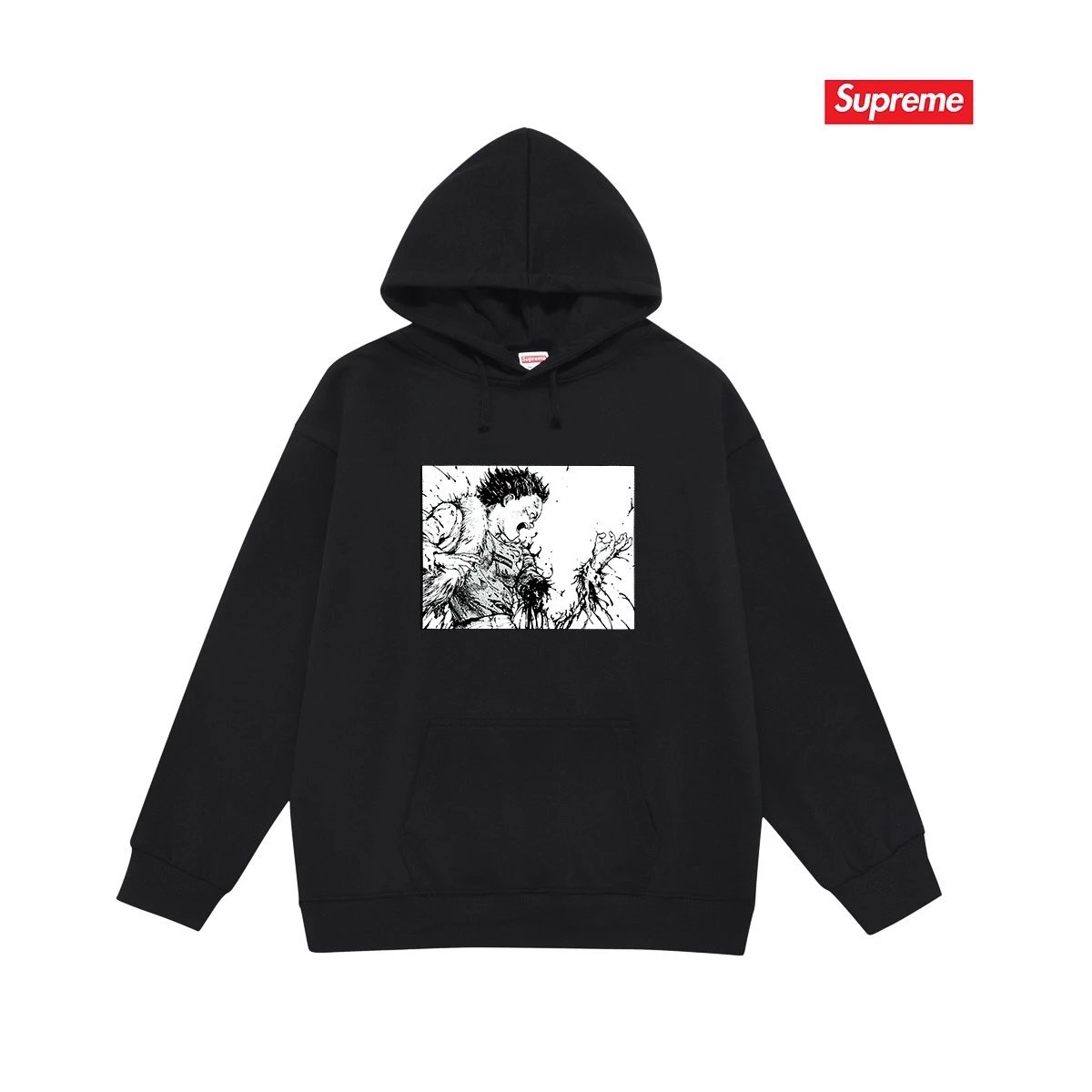 Supreme Hoodies & Sweatshirts Fleece-Lined Graphic Pullover Hoodie — S 2252 Black with fleece lining