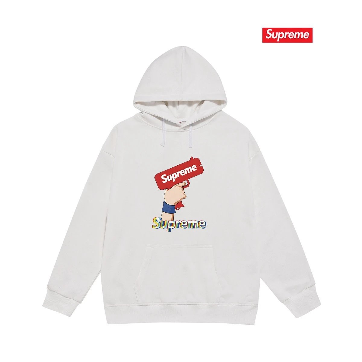 Supreme Hoodies & Sweatshirts Fleece-Lined Graphic Pullover Hoodie — S 2257 White with fleece lining