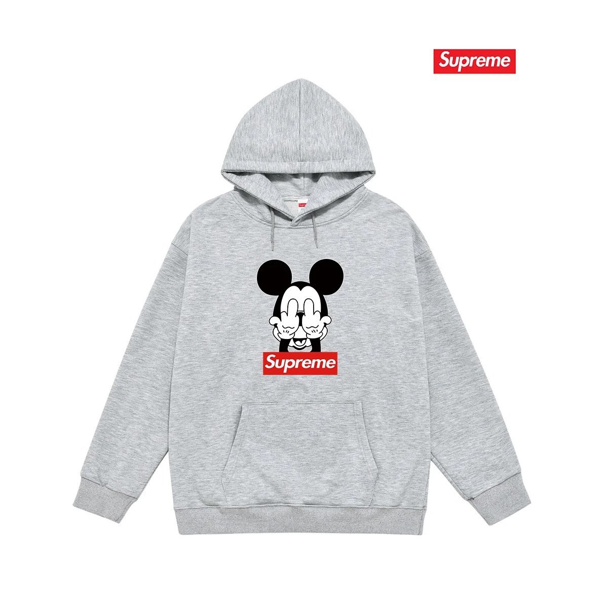 Supreme Hoodies & Sweatshirts Hooded sweatshirt with Stüssy graphic and kangaroo pocket — 2242 Gray with fleece lining