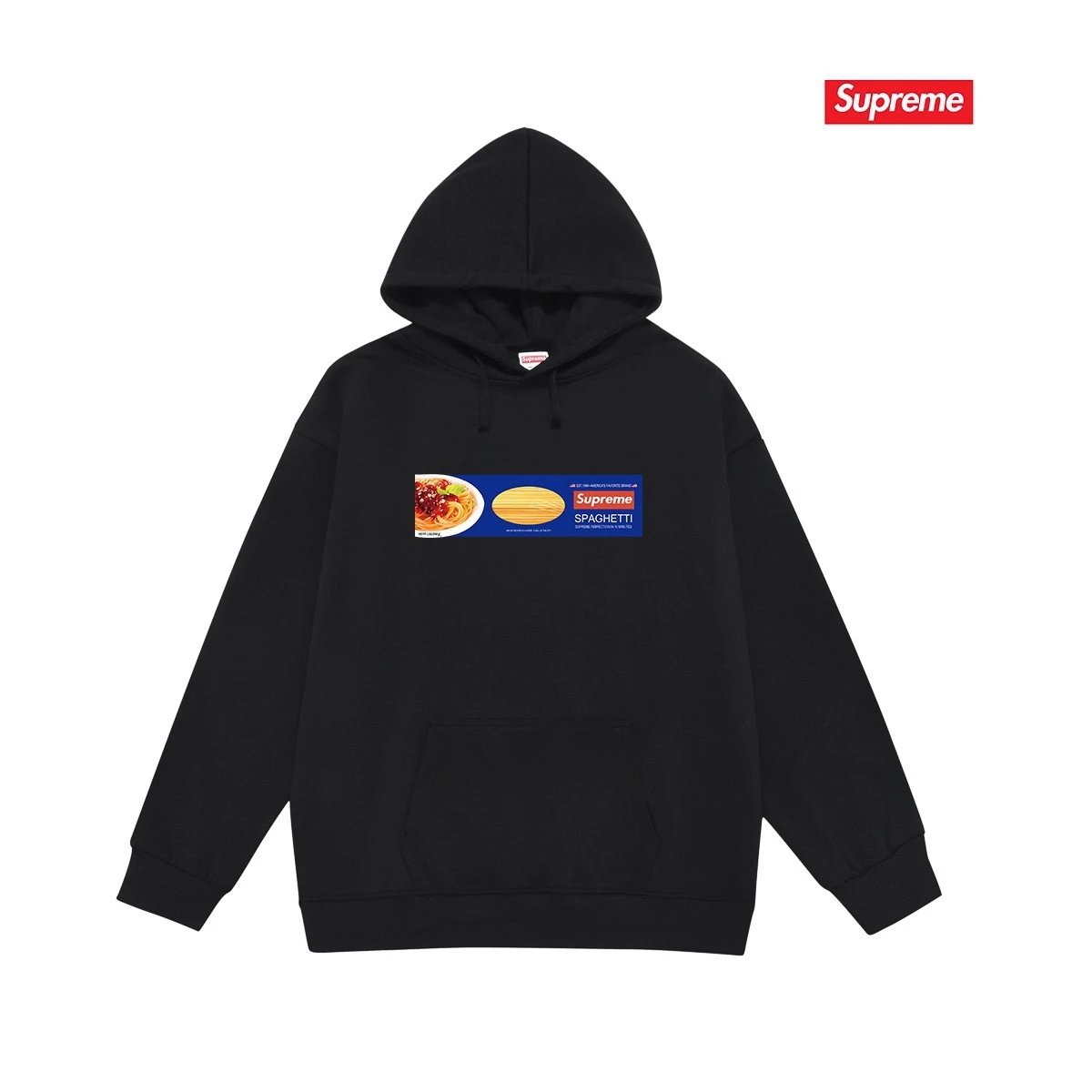 Supreme Hoodies & Sweatshirts Hooded sweatshirt with Stüssy graphic and kangaroo pocket — 2248 Black with fleece lining