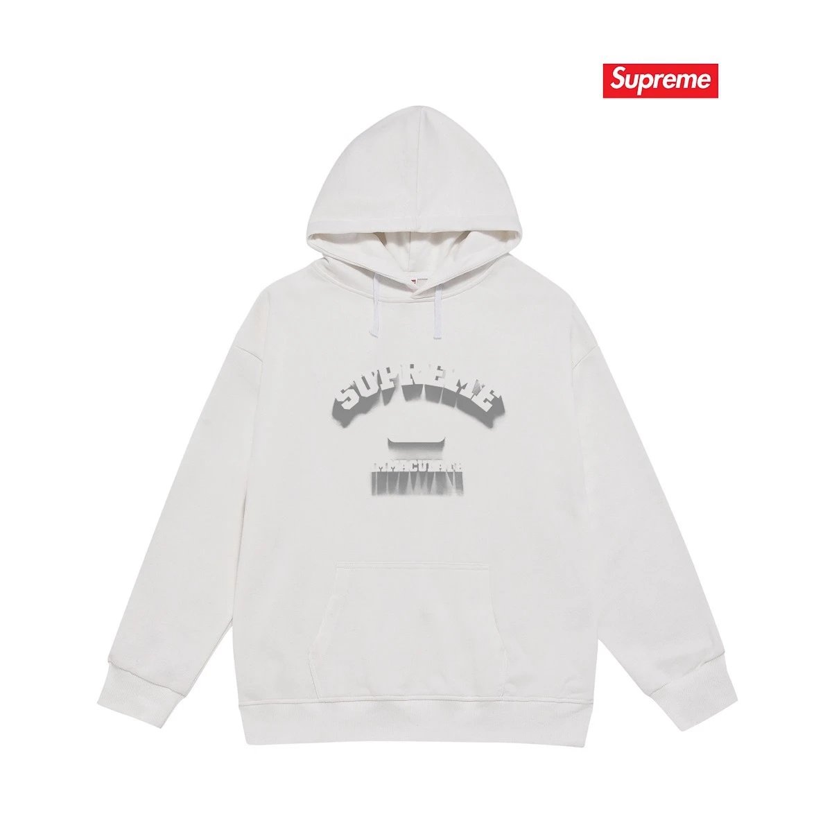 Supreme Hoodies & Sweatshirts Fleece-Lined Graphic Pullover Hoodie — S 2253 White with fleece lining