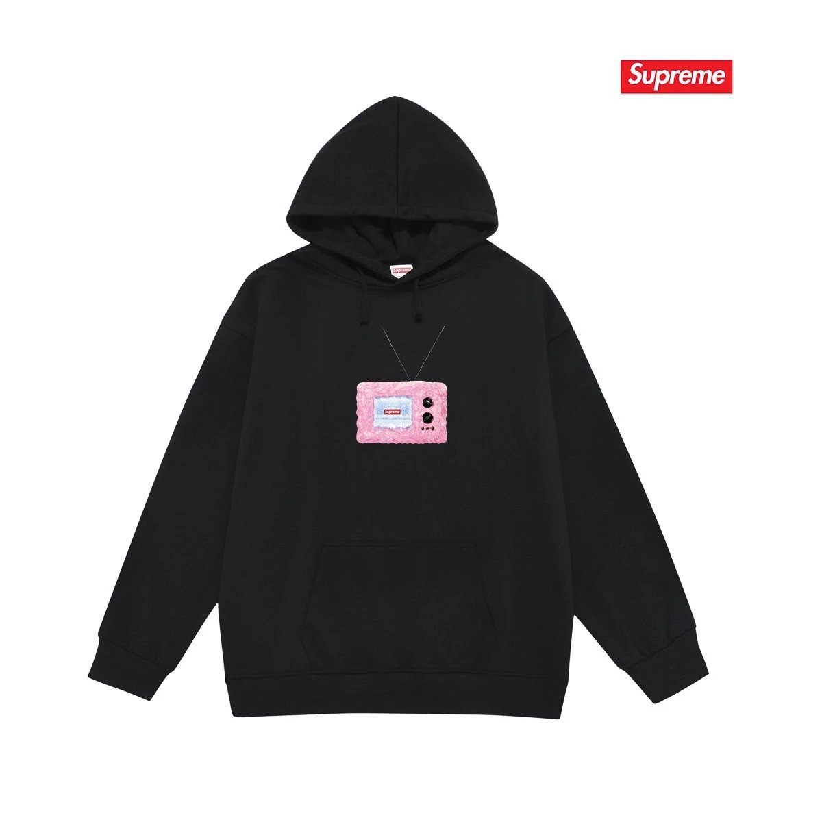 Supreme Hoodies & Sweatshirts Fleece-Lined Graphic Pullover Hoodie — S 2256 Black with fleece lining