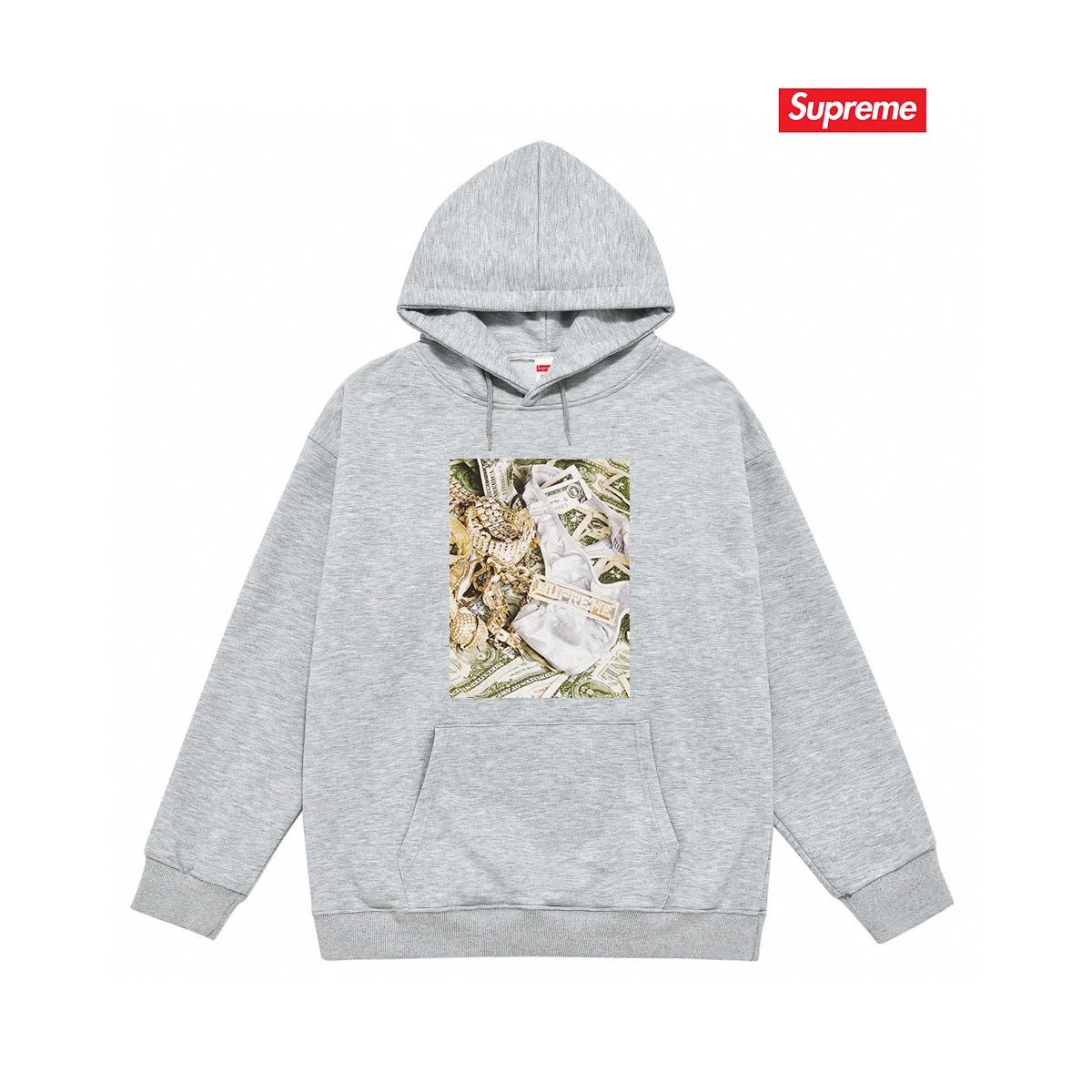 Supreme Hoodies & Sweatshirts Graphic Print Pullover Hoodie — S 2042 gray