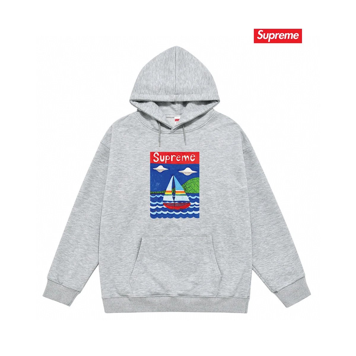 Supreme Hoodies & Sweatshirts Graphic Print Pullover Hoodie — S 2033 gray