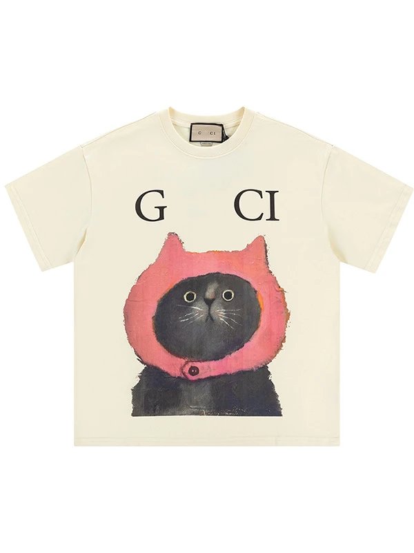 Gucci Hippo and Flamingo Print Cream T-Shirt - 6