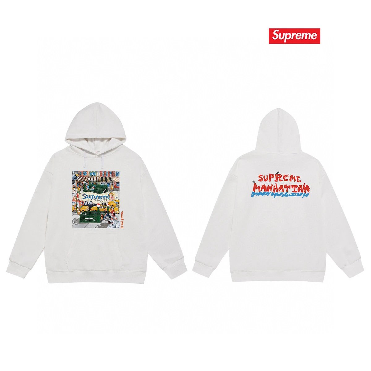 Supreme Hoodies & Sweatshirts Graphic Print Pullover Hoodie — S 2045 white