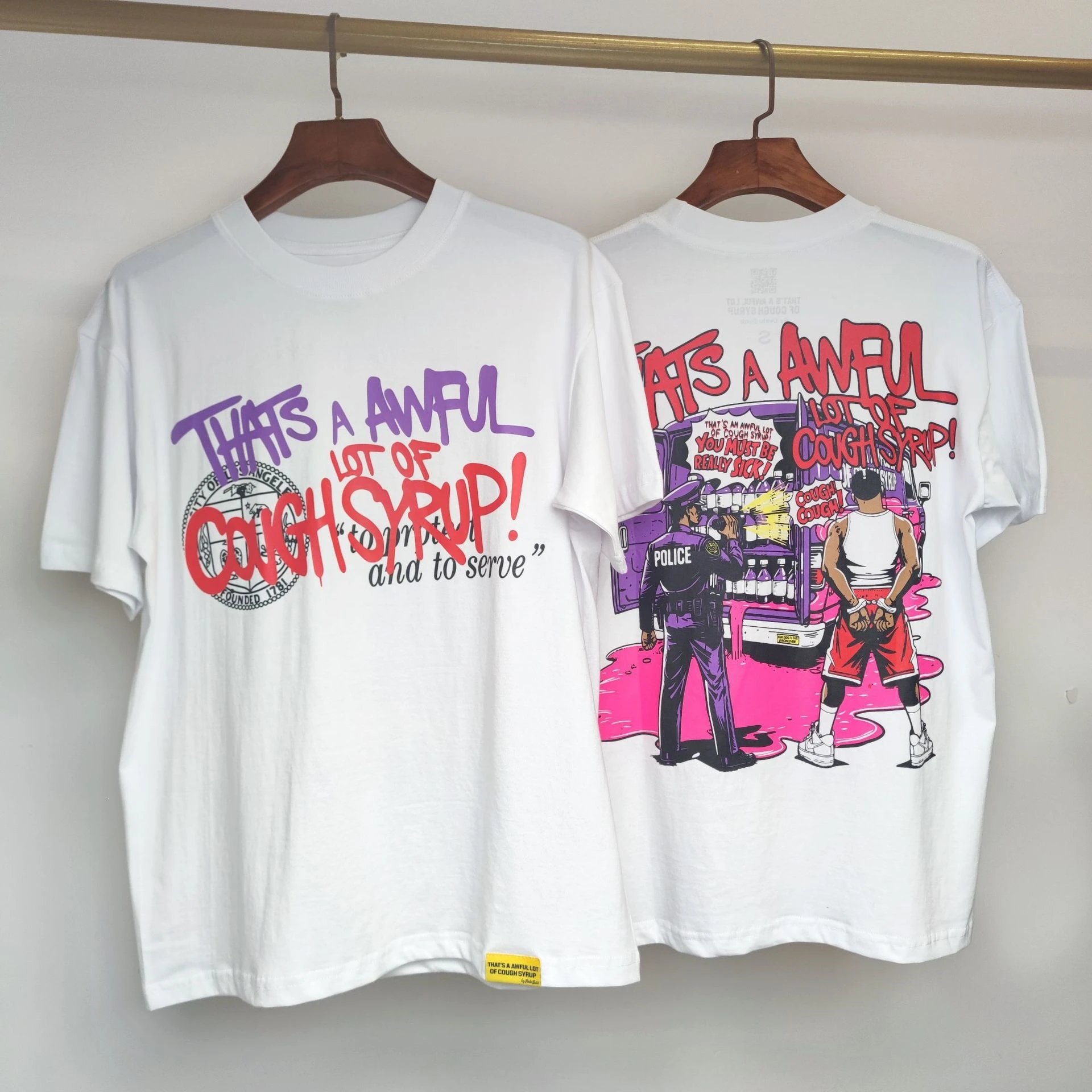 Cough Syrup T-Shirts Graphic Print — 21 white short-sleeved