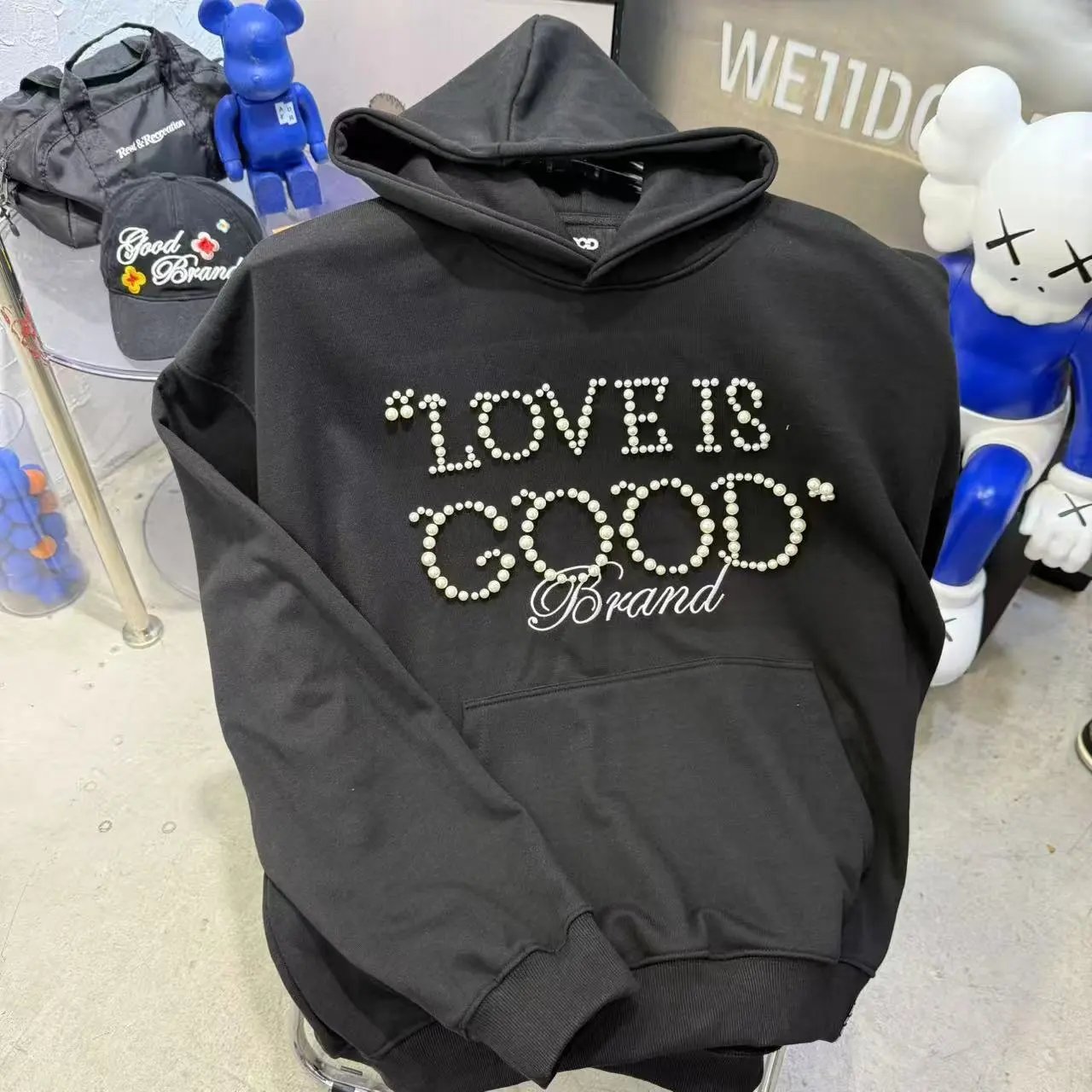Good Brand Hoodies & Sweatshirts Rhinestone Graphic Sweatshirt Collection — G39 Black