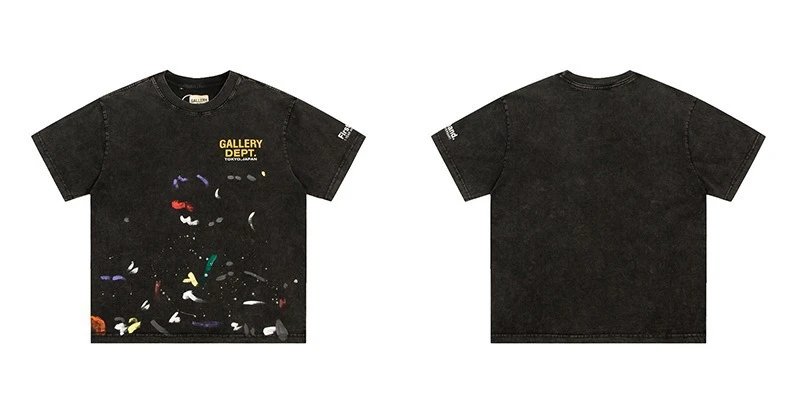 Gallery Dept. T-Shirts Washed graphic-print short-sleeve T-shirt — D 52 Washing water black (digital direct injection)