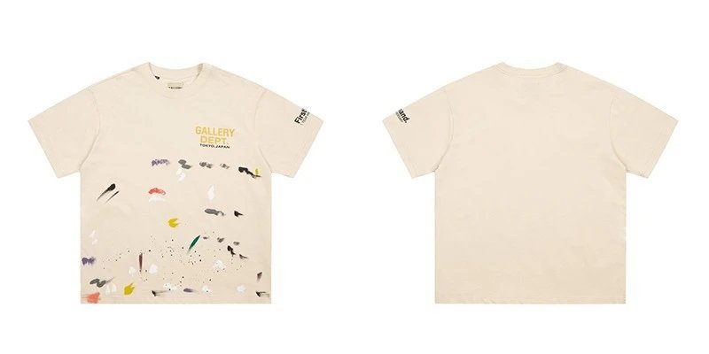 Gallery Dept. T-Shirts Washed graphic-print short-sleeve T-shirt — D 52 apricot (digital direct spray)