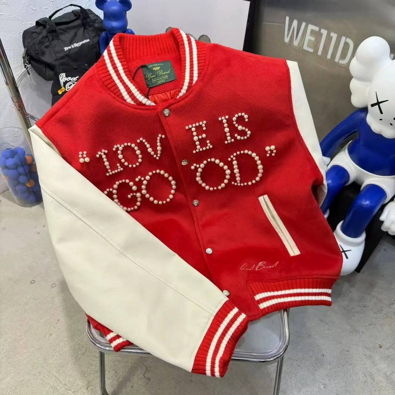 Good Brand Hoodies & Sweatshirts Rhinestone Graphic Sweatshirt Collection — G 005 Red