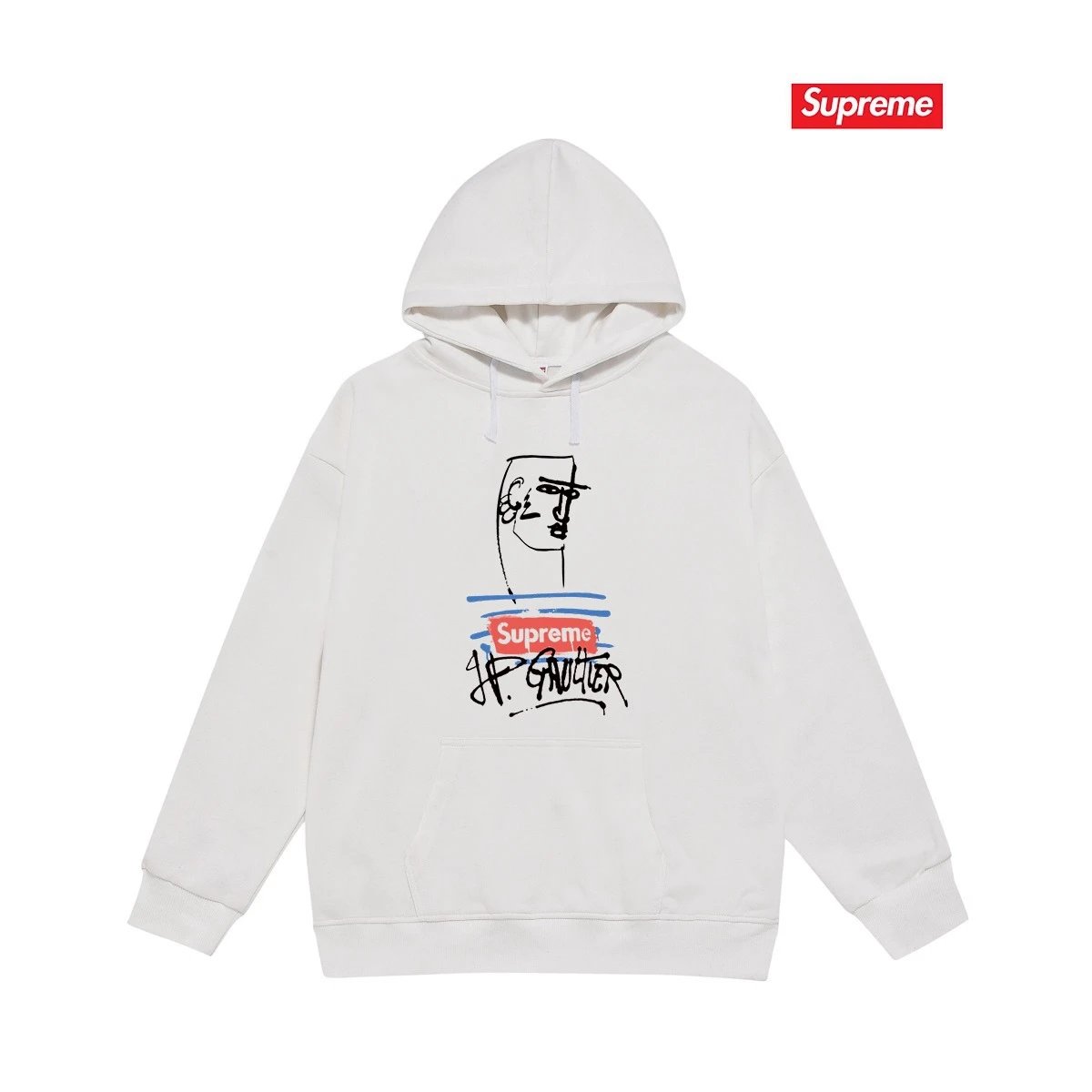 Supreme Hoodies & Sweatshirts Fleece-Lined Graphic Pullover Hoodie — S 2254 White with fleece lining