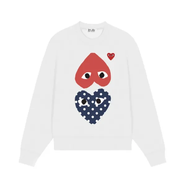 Comme des Garçons Play Heart Eyes White Sweater - 1