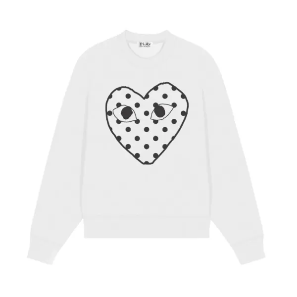 Comme des Garçons Play Polka Dot Heart White Sweatshirt Sweater - 1