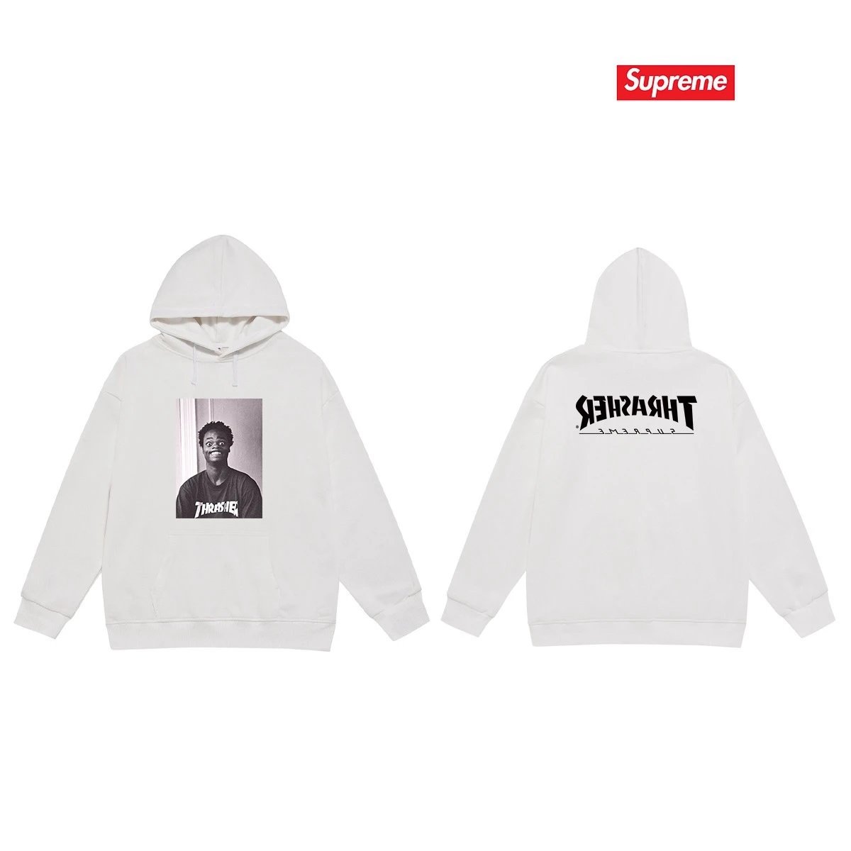 Supreme Hoodies & Sweatshirts Fleece-Lined Graphic Pullover Hoodie — S 2262 White with fleece lining