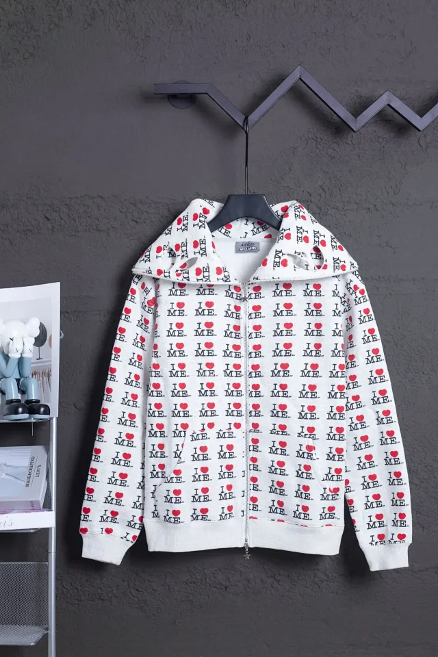 Ashley Williams Hoodies & Sweatshirts Zip-Up Hoodie with I Heart Me Print product detail image 8