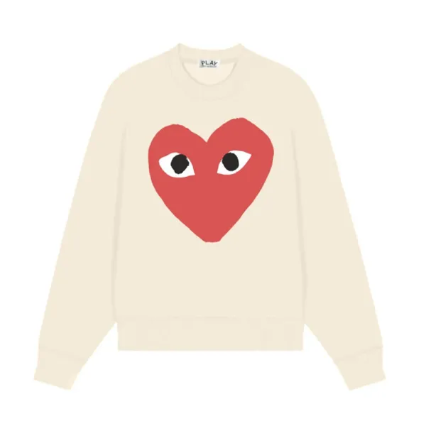 Comme des Garçons Play Heart Logo Cream Sweater - 1