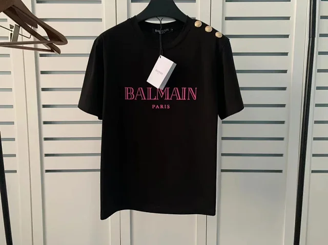 Balmain T-Shirts Logo-print short-sleeve T-shirt with shoulder buttons product detail image 13