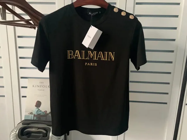 Balmain T-Shirts Logo-print short-sleeve T-shirt with shoulder buttons product detail image 18