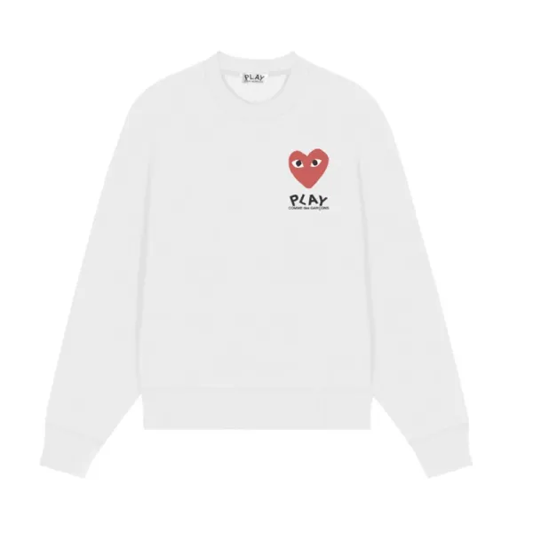 Comme des Garçons Play Heart Logo White Sweatshirt Hoodie - 1