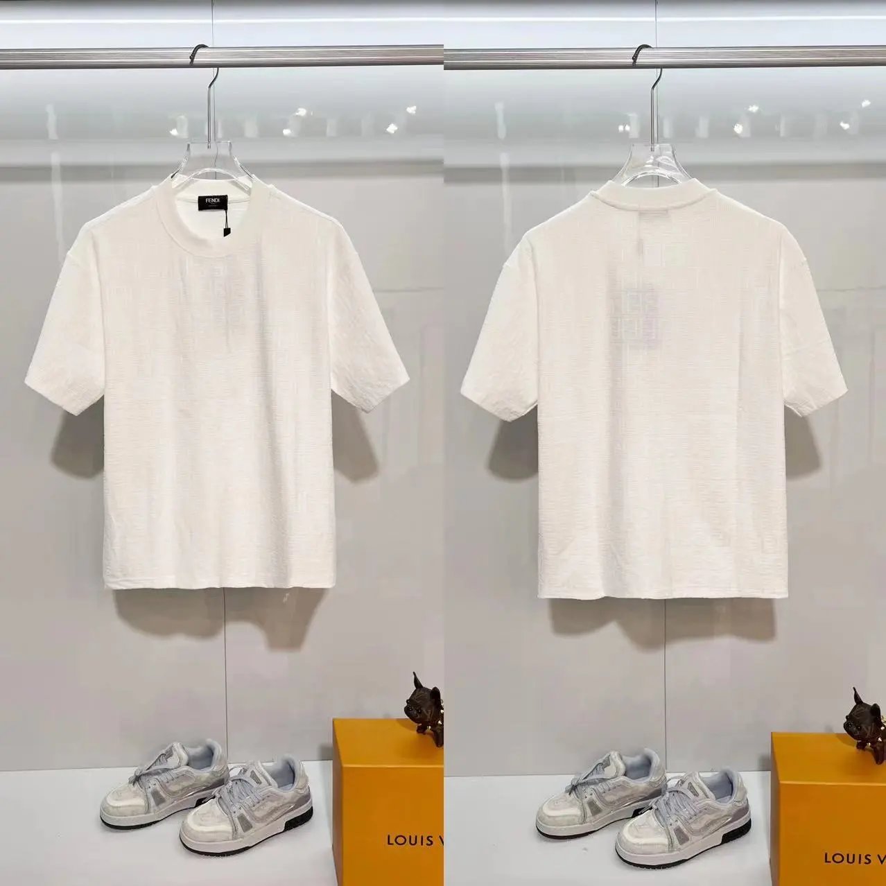 Fendi T-Shirts FF logo graphic short-sleeve T-shirt — F 18 Jacquard white