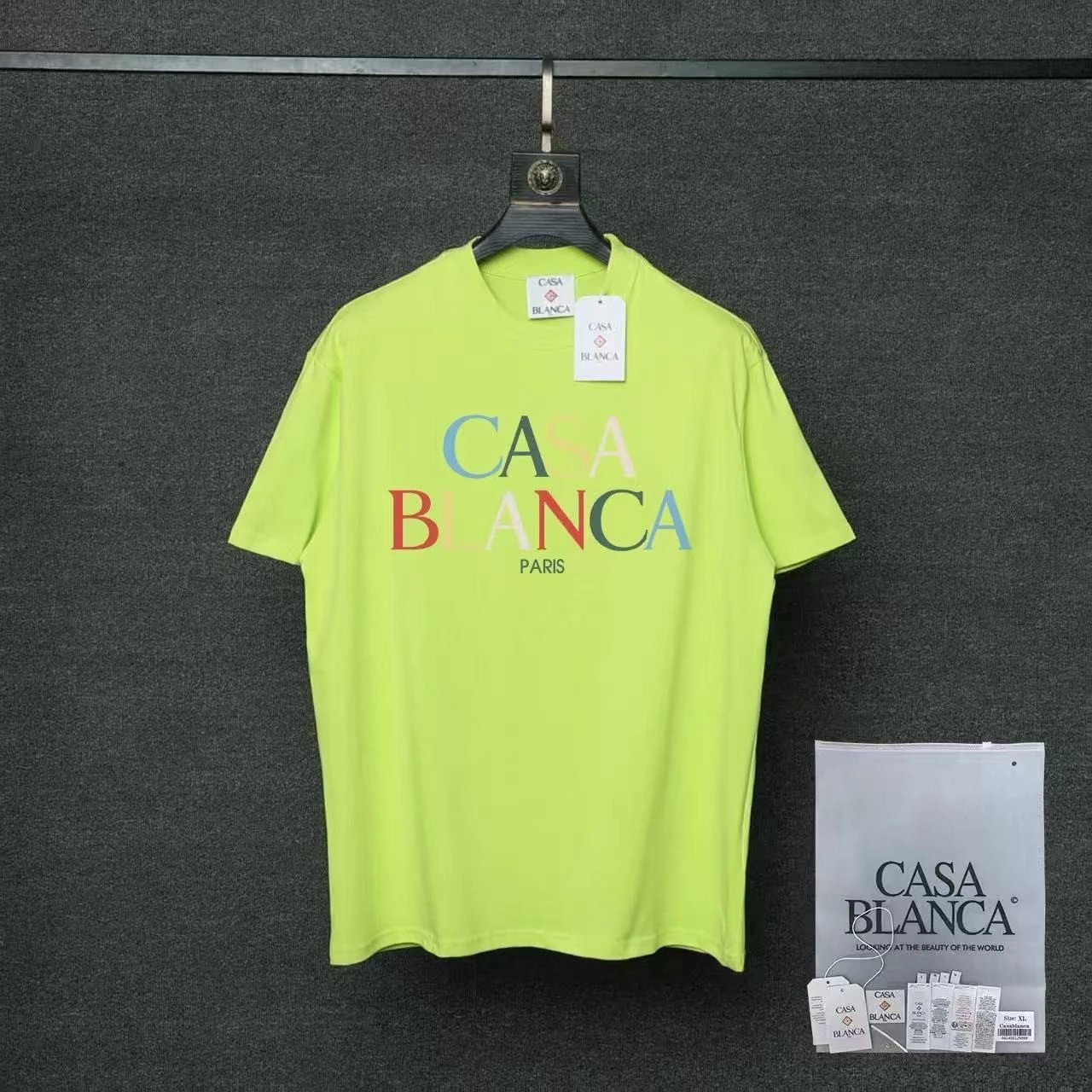 Casablanca T-Shirts Flaming Tennis Ball Graphic — 02 Fluorescent Lu