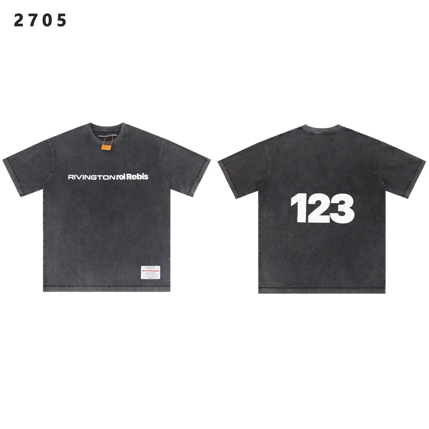 Rivington Roi Rebis T-Shirts Washed Graphic Print — 2705 gray