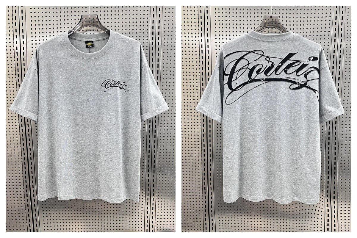 Corteiz T-Shirts Short-Sleeve Script Logo T-Shirt — 5921 gray