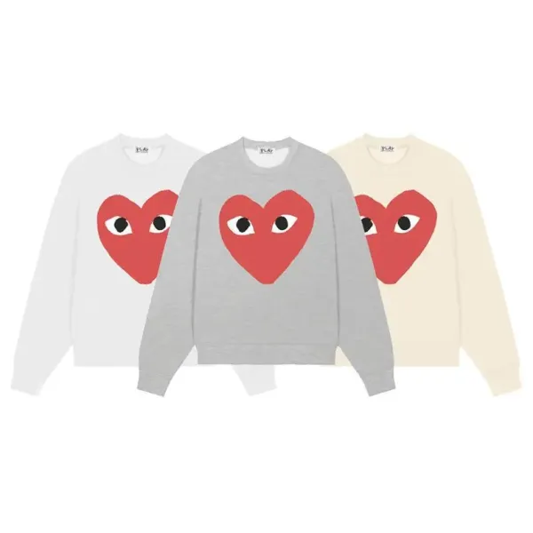 Comme des Garçons Play Heart Eyes White Sweater - 5