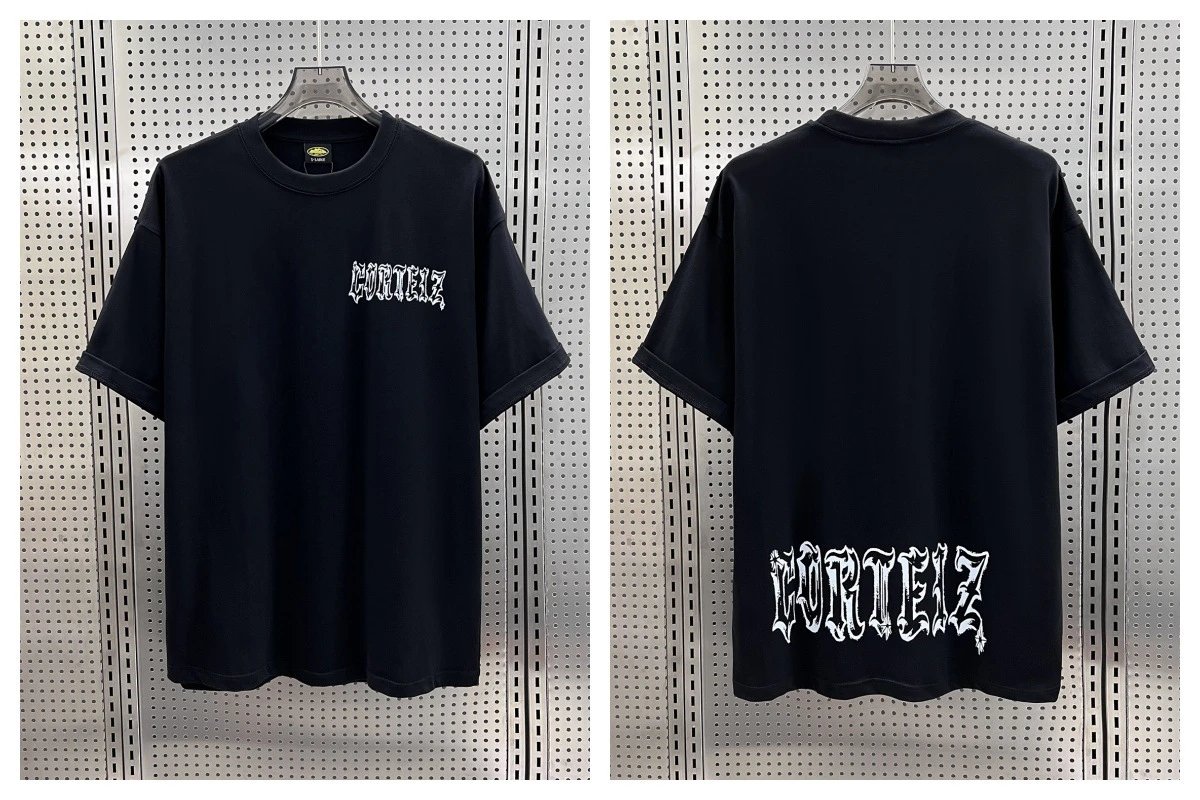 Corteiz T-Shirts Short-Sleeve Script Logo T-Shirt — 5925 Black