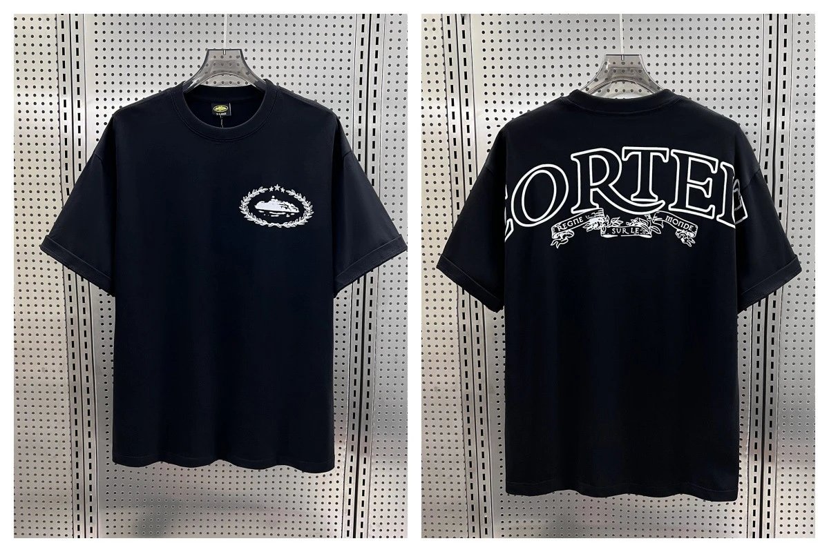 Corteiz T-Shirts Short-Sleeve Script Logo T-Shirt — 5927 black