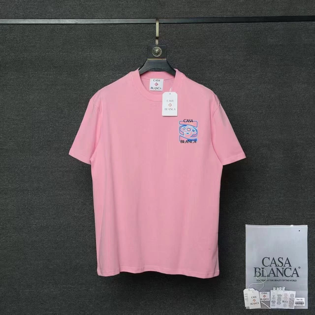 Casablanca T-Shirts Short-Sleeve Graphic Logo T-Shirt — 06 pink