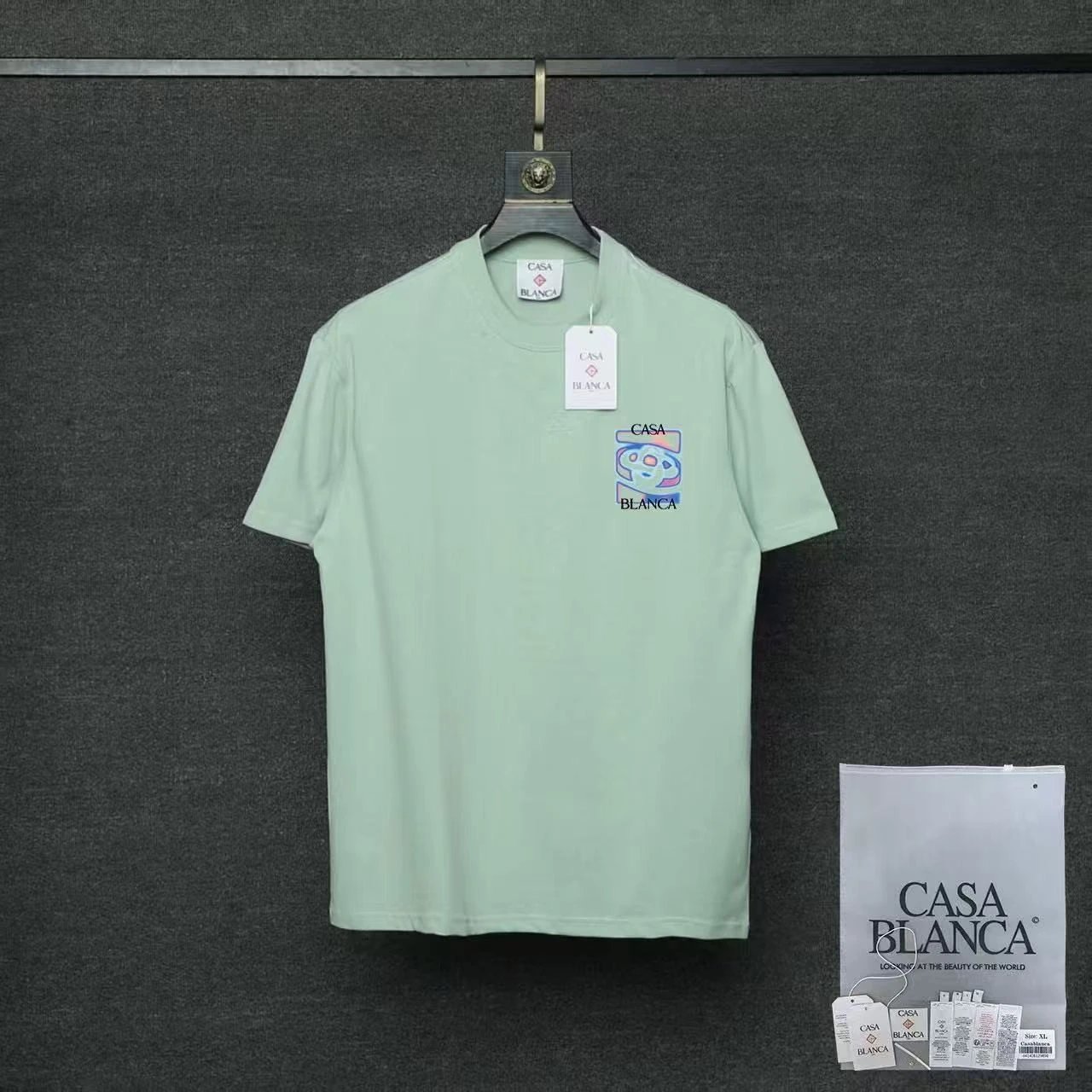 Casablanca T-Shirts Short-Sleeve Graphic Logo T-Shirt — 06 Avocado color